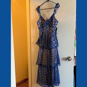 Three tier, blue lace, Lulu’s midi dress
